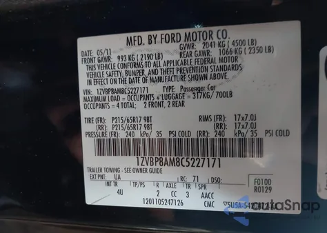 2012 Ford Mustang V6 Premium from USA, damaged, VIN 1ZVBP8AM8C5227171